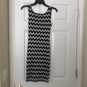 Black, white and silver glitter dress